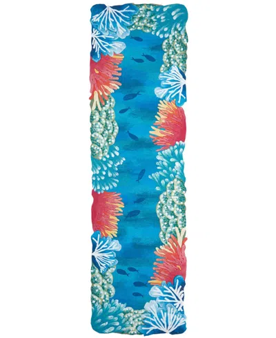 Liora Manne Visions Iv Reef Border 2'3" X 8' Runner Outdoor Area Rug In Blue