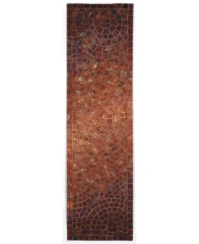 Liora Manne Visions V Arch Tile 2'3" X 8' Runner Outdoor Area Rug In Red