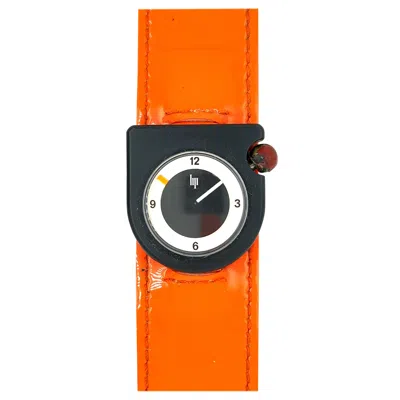 Pre-owned Lip Women Watch Orange Strap Black Metal Case