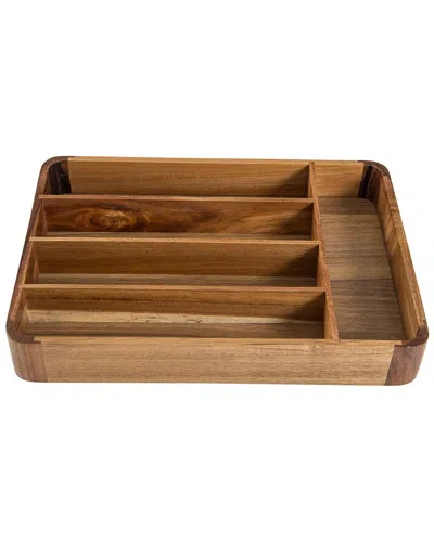 Lipper Acacia Cutlery Tray With Rounded Corners In Brown