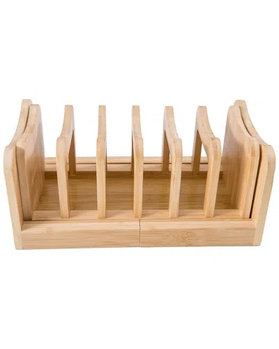Lipper Bamboo Expandable Lid Holder With Removable Dividers In Nude