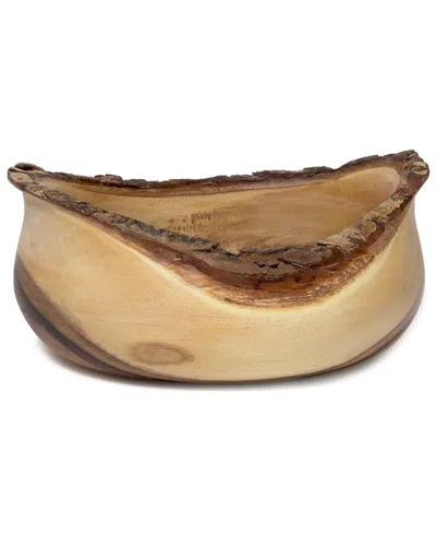 Lipper International Acacia Bark Rustic Tulip Serving Bowl In Brown