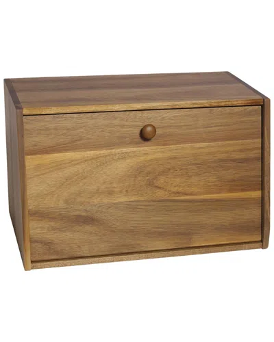 Lipper International Acacia Bread Box With Solid Door In Brown