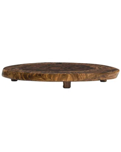 Lipper International Acacia Burl Finish Large Footed Server In Brown
