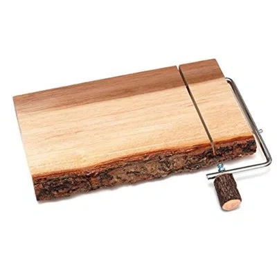 Lipper International Acacia Cheese Board With Bark In Natural