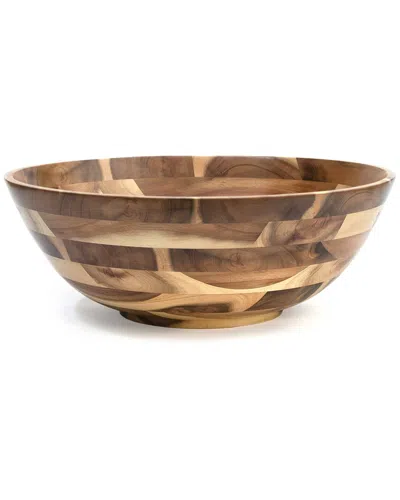 Lipper International Acacia Footed Round Flared Bowl, Large In Brown