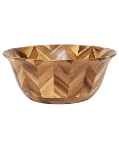 Lipper International Acacia Hand Pieced Herringbone Bowl In Brown