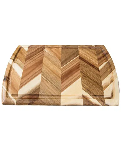 Lipper International Acacia Herringbone Cutting / Serve Board With Juice Well  & Inset Handles In Brown