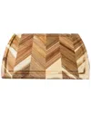 Lipper International Acacia Herringbone Cutting / Serve Board With Juice Well  & Inset Handles In Brown
