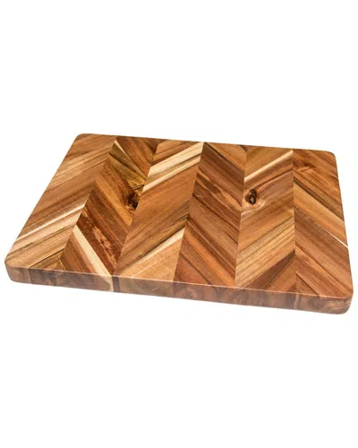 LIPPER LIPPER INTERNATIONAL ACACIA HERRINGBONE RECTANGULAR CUTTING/SERVE BOARD WITH INSET HANDLES
