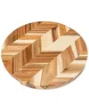 Lipper International Acacia Herringbone Round Cutting /serve Board With Inset Handles In Brown