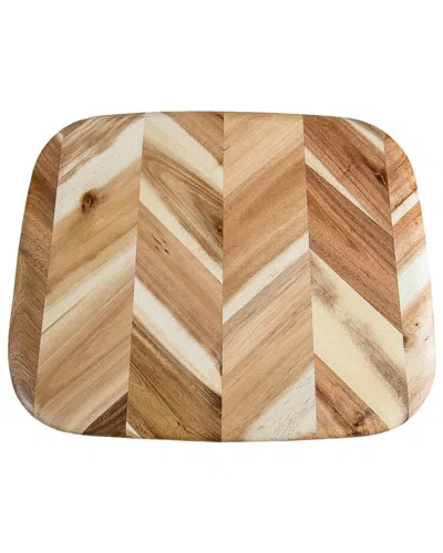 Lipper International Acacia Herringbone Rounded Edge Small Cutting/serve Board  With Inset Handles In Brown