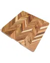 Lipper International Acacia Herringbone Square Cutting /serve Board With Inset Handles In Brown