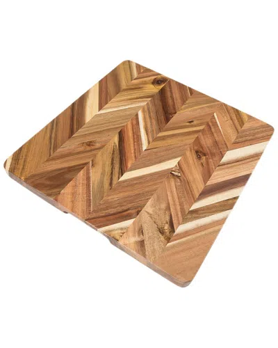 Lipper International Acacia Herringbone Square Cutting /serve Board With Inset Handles In Brown