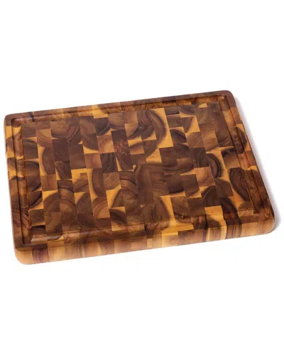Lipper International Acacia Large End Grain Cutting Board With Cutout Handles In Brown