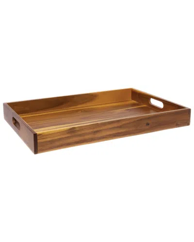 Lipper International Acacia Large Serving Tray With Cutout Handles In Brown