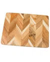 Lipper International Acacia Thick Herringbone Rectangular Large Cutting/serve  Board With Inset Hand In Brown