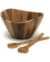 Lipper International Acacia Wave Large Bowls With Servers In Brown