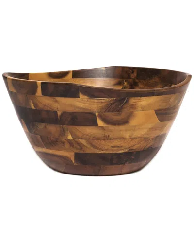 Lipper International Acacia Wavy Rim Large Bowl In Brown