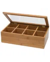Lipper International Bamboo 8-section Tea Box With Acrylic Lid