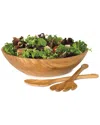 Lipper International Bamboo Large Salad Bowls With Servers In Brown