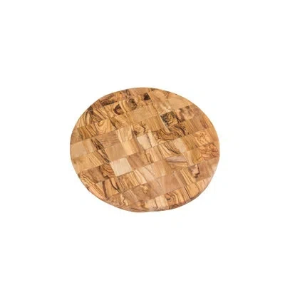 Lipper International Olive Wood Round Mosaic Board