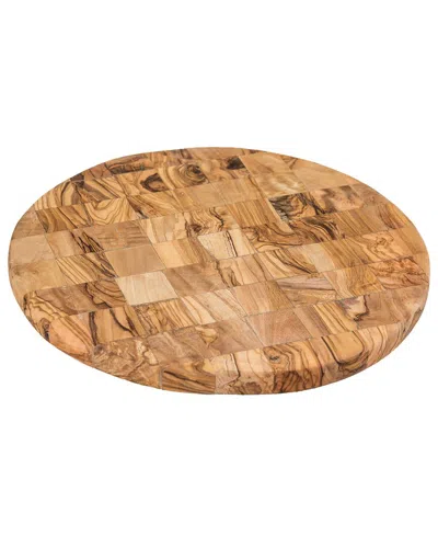 Lipper International Olive Wood Round Mosaic Board In Brown