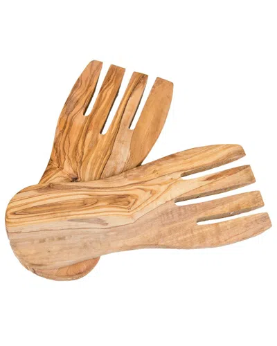 Lipper International Olive Wood Salad Hands In Brown