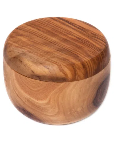 Lipper International Olive Wood Salt Box With Swivel Cover In Brown