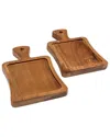 Lipper International Set Of 2 Acacia Appetizer Plates In Brown