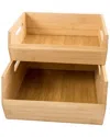 Lipper International Set Of 2 Bamboo Stacking Bins In Brown