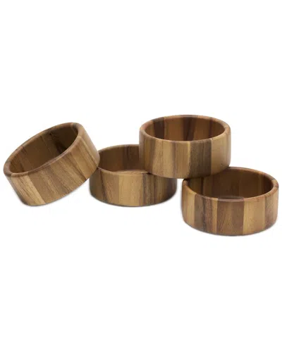 Lipper International Set Of 4 Acacia Straight-side Bowls In Brown