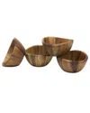 Lipper International Set Of 4 Acacia Wave Bowls In Brown
