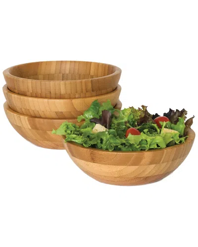 Lipper International Set Of 4 Bamboo Small Salad Bowls In Brown