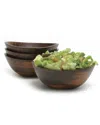 Lipper International Set Of 4 Cherry Matte Finish Wavy Rim Small Bowls In Brown