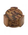 Lipper International Set Of 7 Acacia End Grain Coasters In Brown