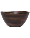 Lipper International Walnut Finish Wavy Rim Large Bowls With Salad Hands In Brown