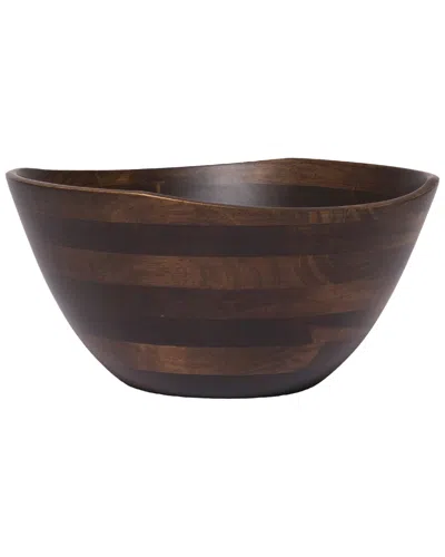 LIPPER LIPPER INTERNATIONAL WALNUT FINISH WAVY RIM BOWL, LARGE