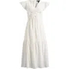 Lipsy Broderie Cotton Midi Dress In White