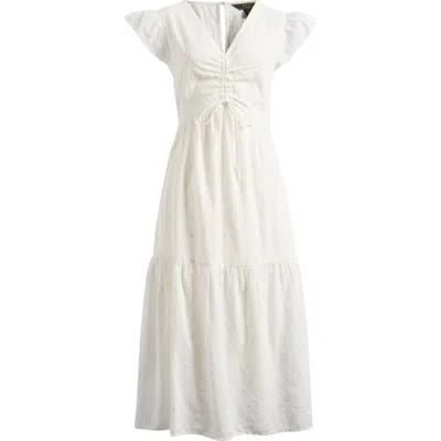 Lipsy Broderie Cotton Midi Dress In White