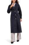 Lipsy Button Longline Coat In Blue