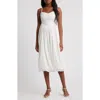 Lipsy Cami Puffball Drop Waist Midi Dress In White
