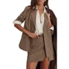 Lipsy Check Double Breasted Blazer In Brown