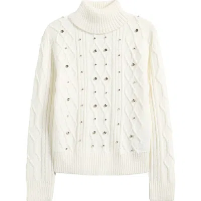 Lipsy Embellished Cable Stitch Sweater In White