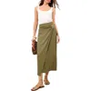 Lipsy Faux Wrap Midi Skirt In Green
