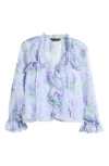 Lipsy Floral Ruffle Clip Dot Chiffon Top