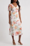 Lipsy Flutter Sleeve Maxi Dress In White