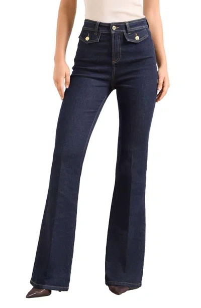 Lipsy Glam Flare Jeans In Blue