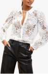 Lipsy Lace Button-up Shirt In White