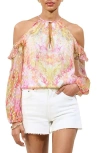 Lipsy Metallic Ruffle Clip-dot Chiffon Top In Multi